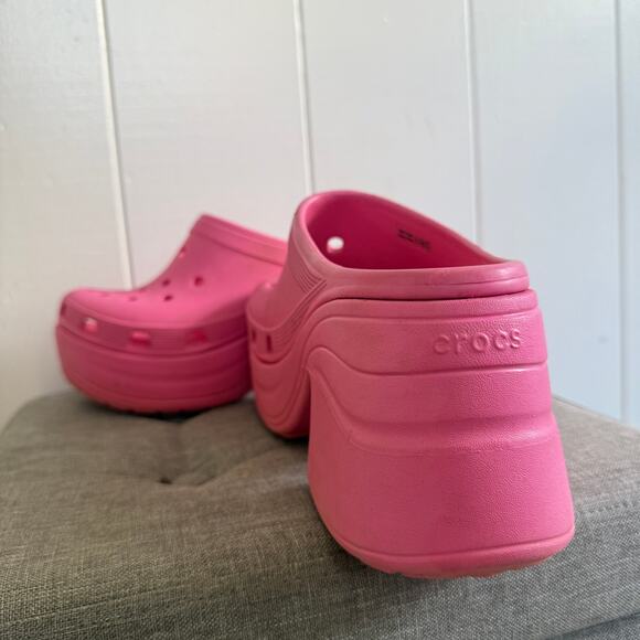 Crocs Siren Clogs Men's 9 Women's 11 Pink High Heel Platform Clog Shoes Slip-on - Picture 3 of 10